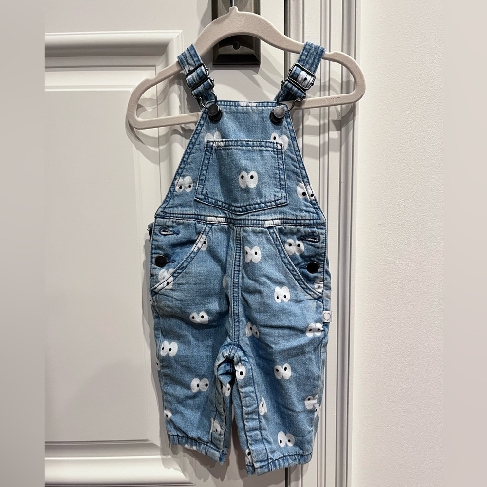 Stella McCartney baby denim overalls with eye details - size 6M